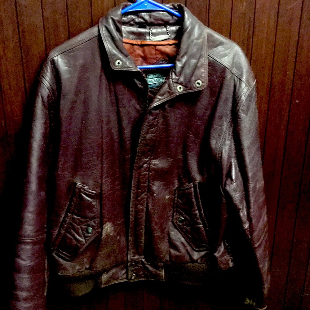 Members only vintage dark red leather coat medium